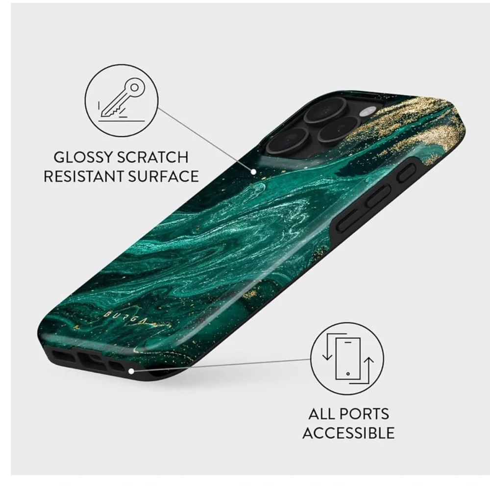 BURGA Emerald Pool Green and Gold Metallic Phone Case for iPhone 16 Pro Max 6.9